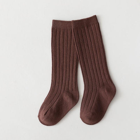 Multicolor children's socks double needle vertical stripes middle stockings baby socks solid color sports socks